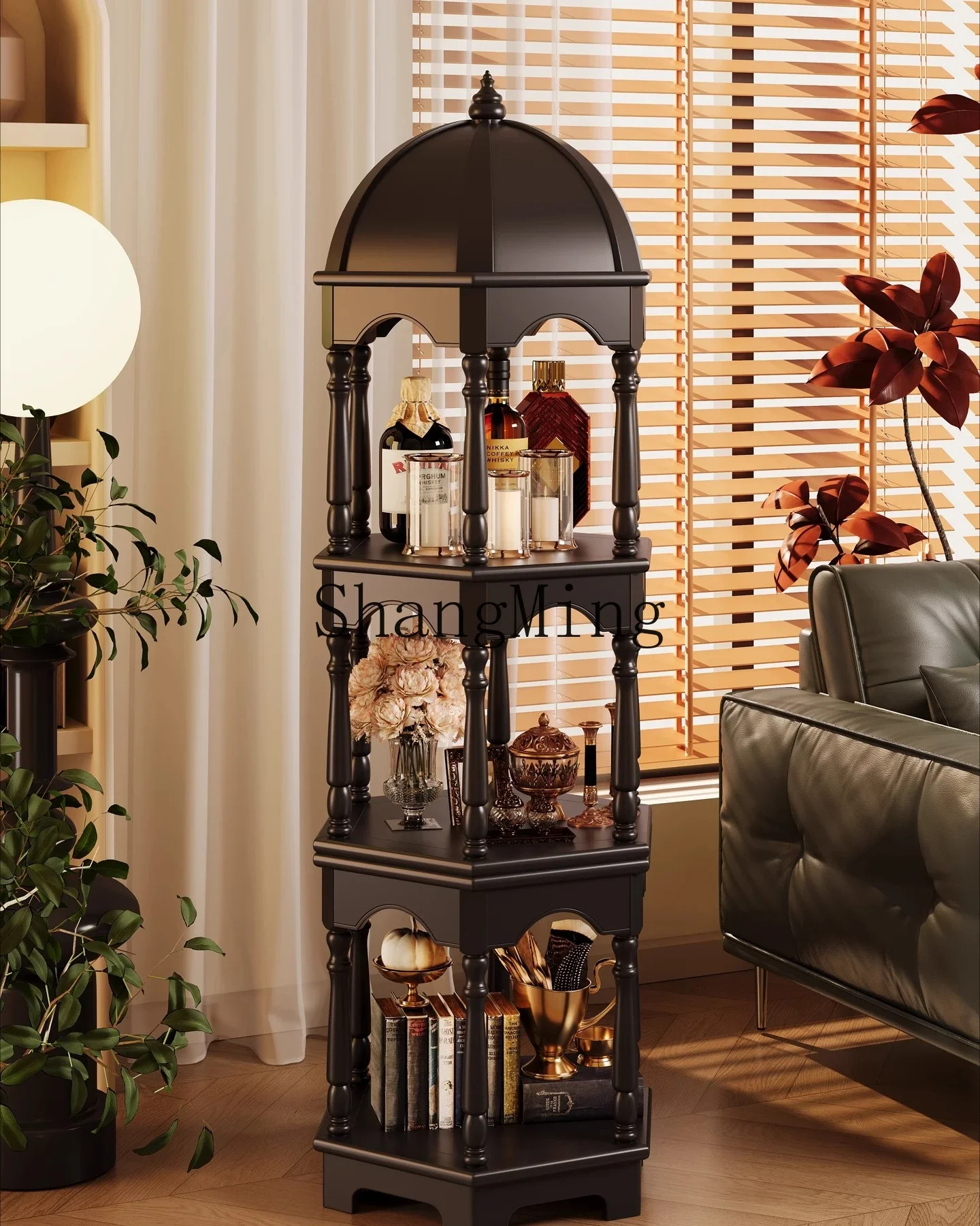 خزانة تخزين من الخشب الصلب CL، خزانة زخرفية جانبية للأريكة في العصور الوسطى