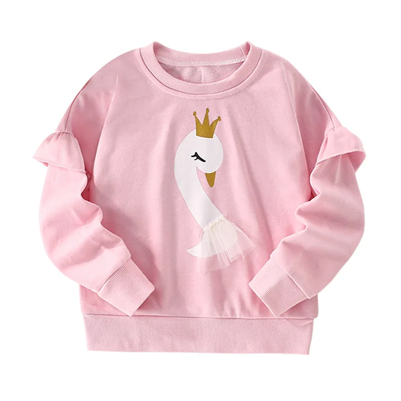 Quality Terry Cotton Baby Girl Clothes Kids Cartoon Sweatshirt Blouse Tee Outwear Kids Girls Sweater Hoodies Children\'s Clothing