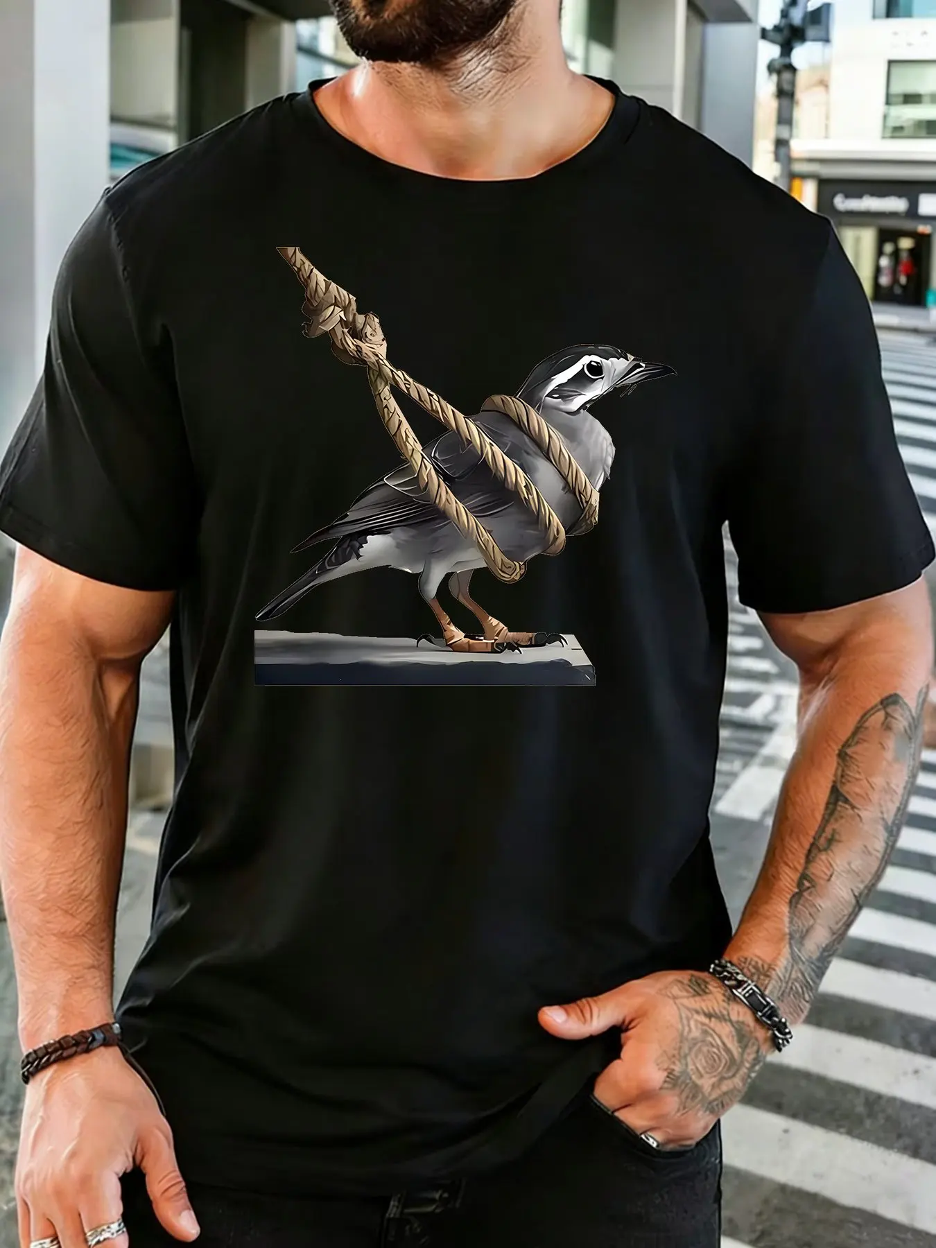 Mens Soft Cotton Tee Cute White Duck Wow Simple Cartoon Print O Neck Short Sleeve Loose Casual Summer Top For Animal Loving Men