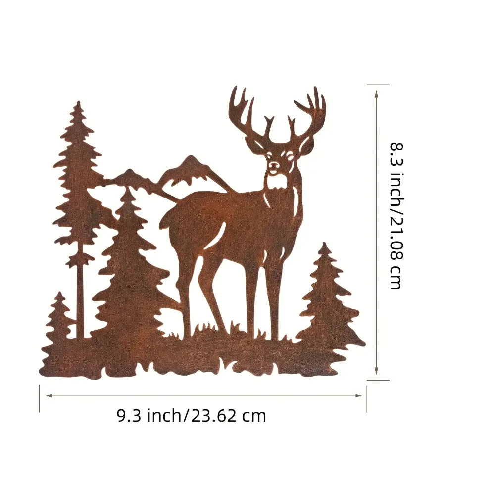 CIFBUY Metal Wall Art Rustic Forest Deer Bear Moose For Home Decor Iron Hanging Pine Tree Ornament