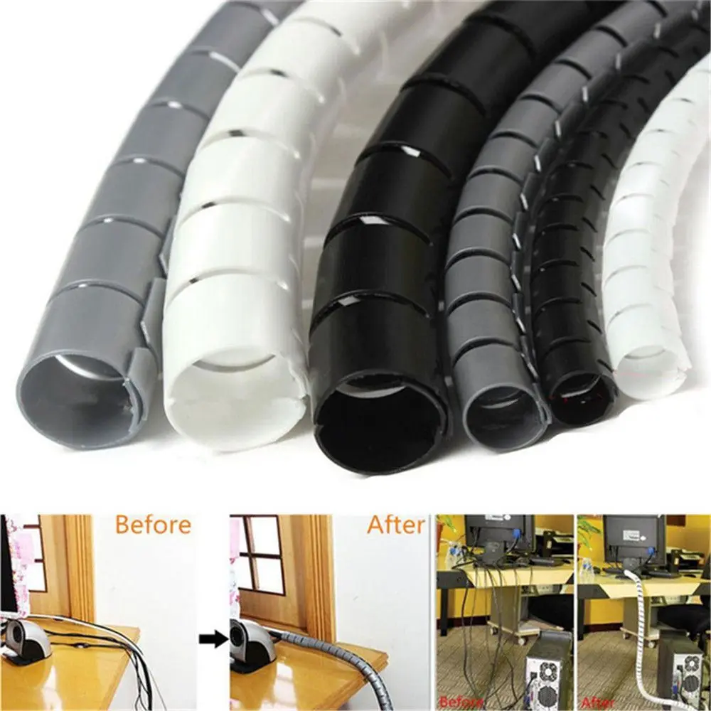 8/10/16/22/28mm HDPE 1.5m Length Management  Wire Organizer Cord Protector Cable Holder Flexible Spiral Tube