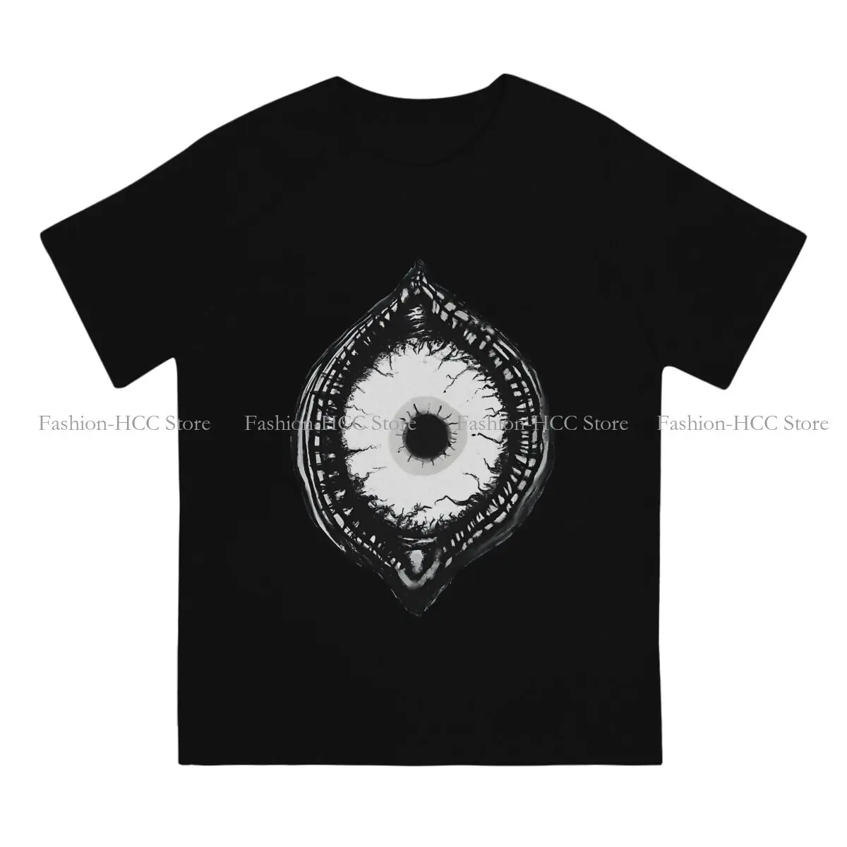 BW Of Evil Eye Horror Style Hip Hop Polyester TShirt Evil Eyes Style Tops Casual T Shirt Men