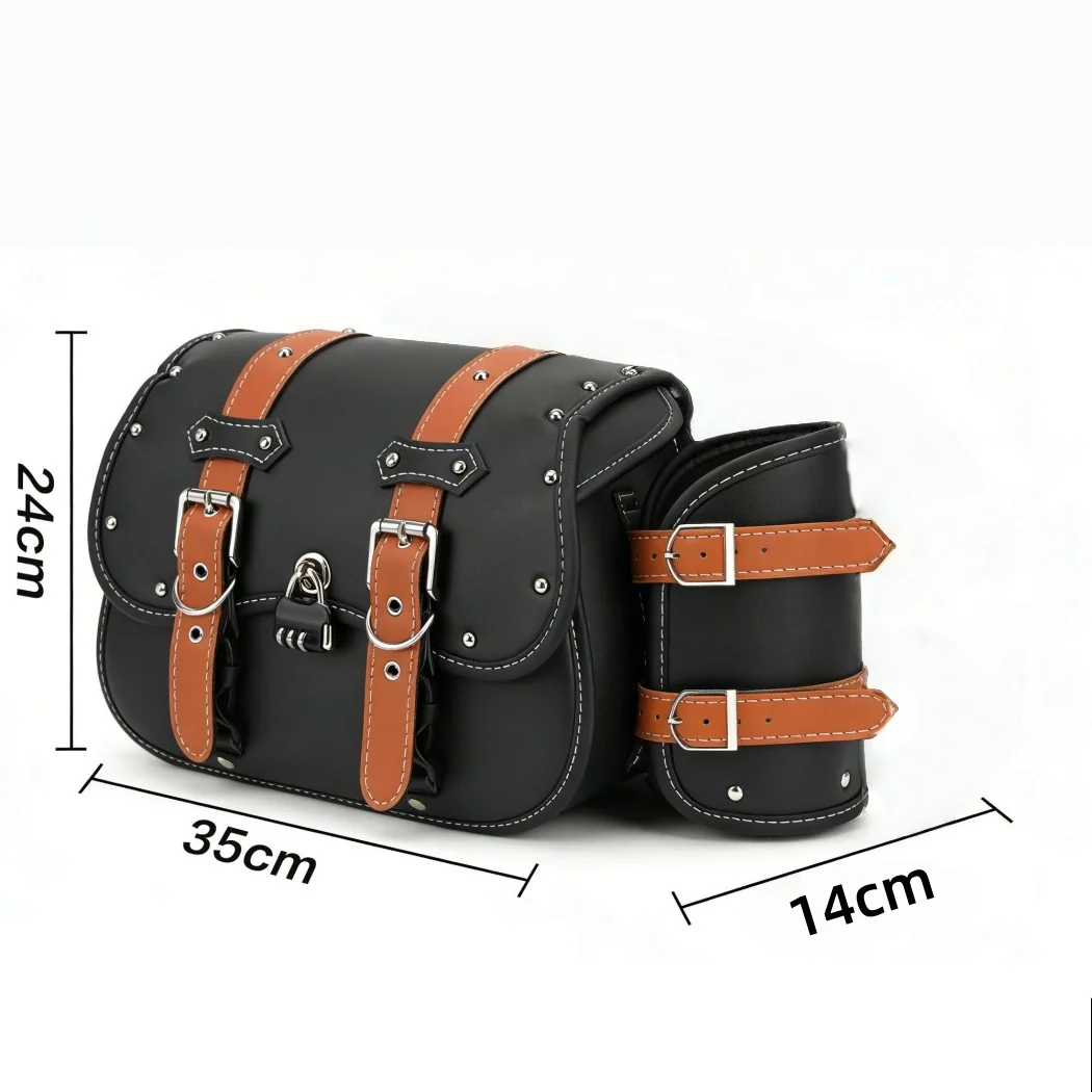 Universal Retro Motorcycle Saddlebag Throwover Saddlebag Side Cup Storage Tool Bag Lock for Harley Honda Yamaha Kawasaki Suzuki