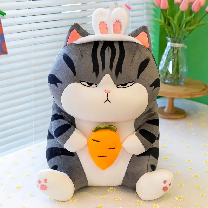 Muñeco de peluche de dibujos animados de rábano y gato, Animal de peluche, cojín cruzado, almohada bonita, regalo de cumpleaños