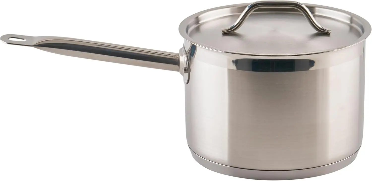 

Heavy-Duty Stainless Steel Sauce Pan with Lid, 4.5 Quart Capacity for Even Cooking