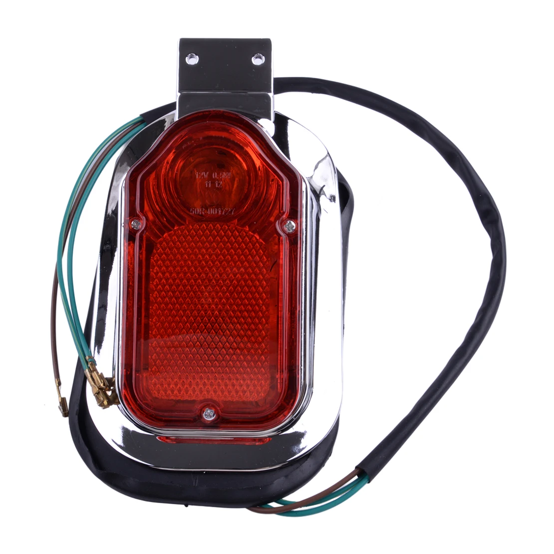 12V Chrome Style Base Motorcycle Street Bike Scooter ATV Tombstone Rear Brake Tail Light Fit for Yamaha Honda Kawasaki Ducati