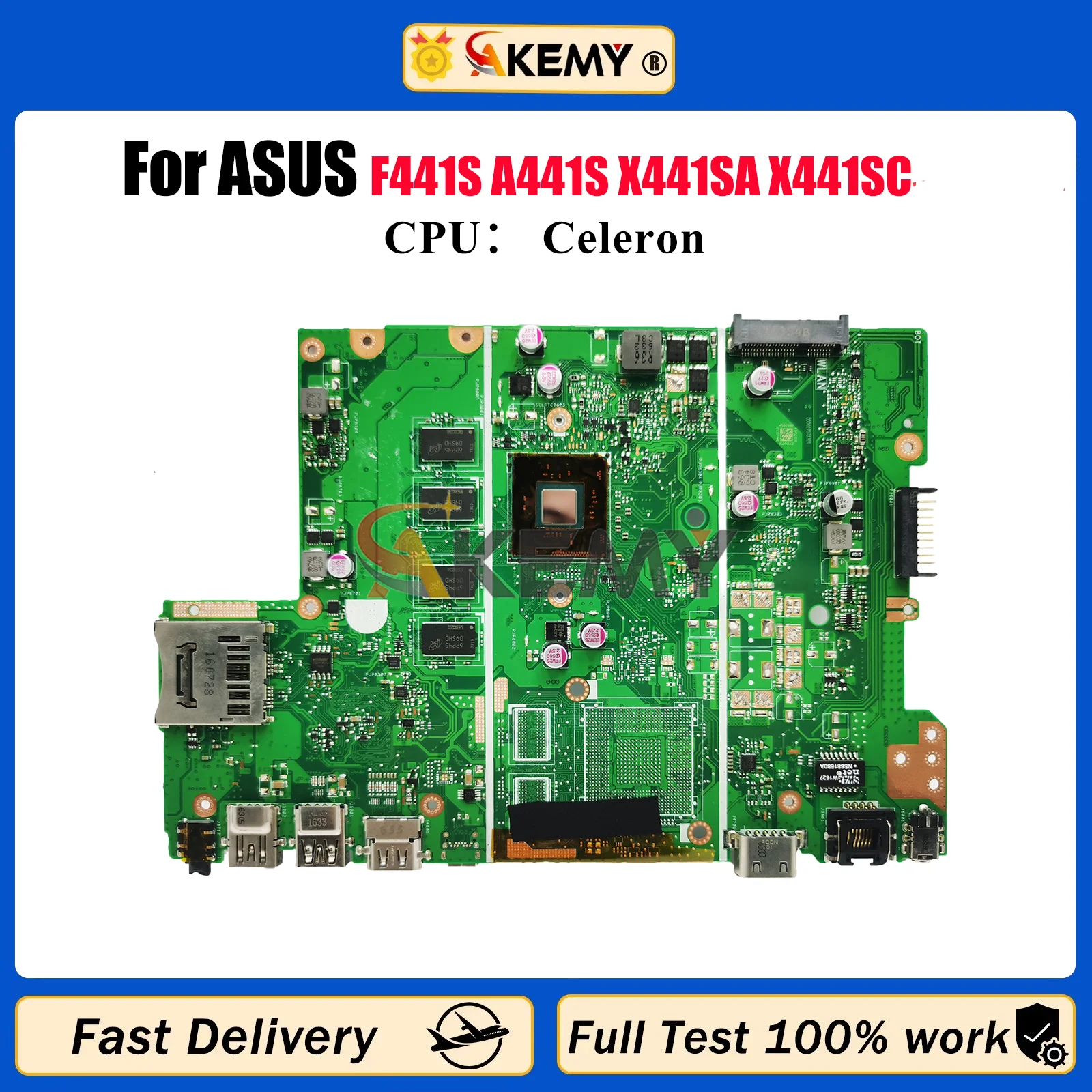 

X441SA Laptop Motherboard For ASUS VivoBook X441S F441S A441S X441SA X441SC Mainboard With Celeron CPU 100% tests OK fast ship