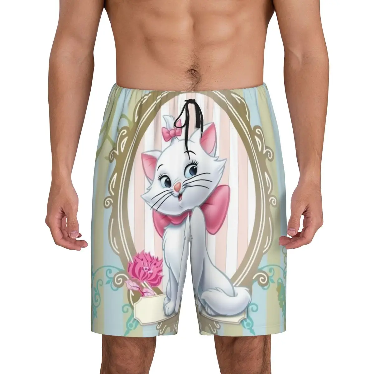 

Мужские пижамные шорты с рисунком аристокота, анимации кота Мари, пижамы с принтом на заказ, одежда для сна, низ с карманами