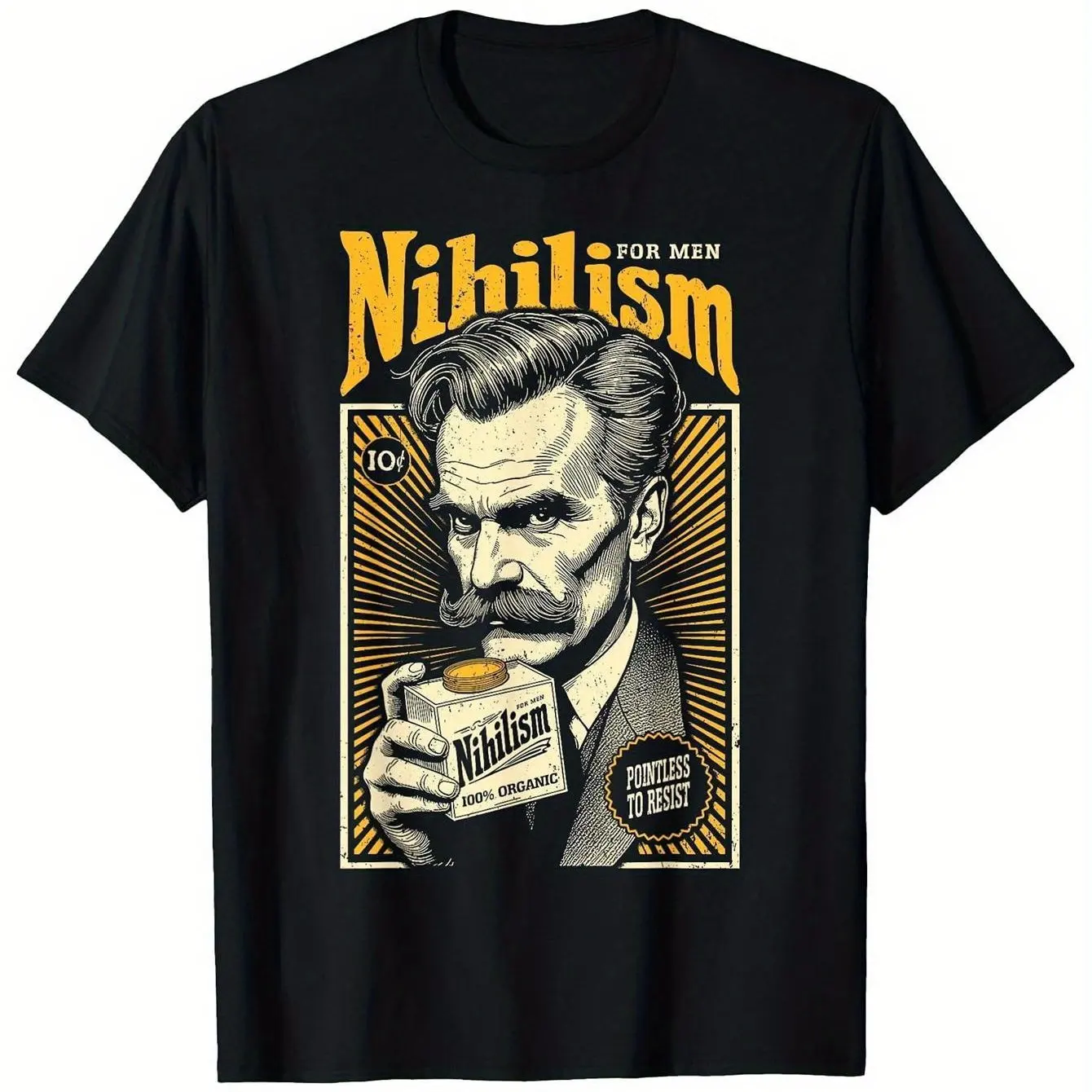 Camiseta Nietzsche para hombre con estampado de nihilismo retro y cigarrillo, ropa existencialista