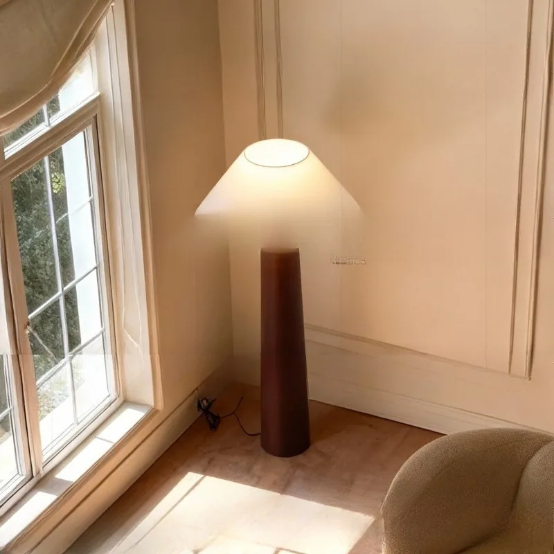 Living room floor lamp, Nordic style solid wood sofa next to high-end designer bedroom Japanese medieval atmosphere