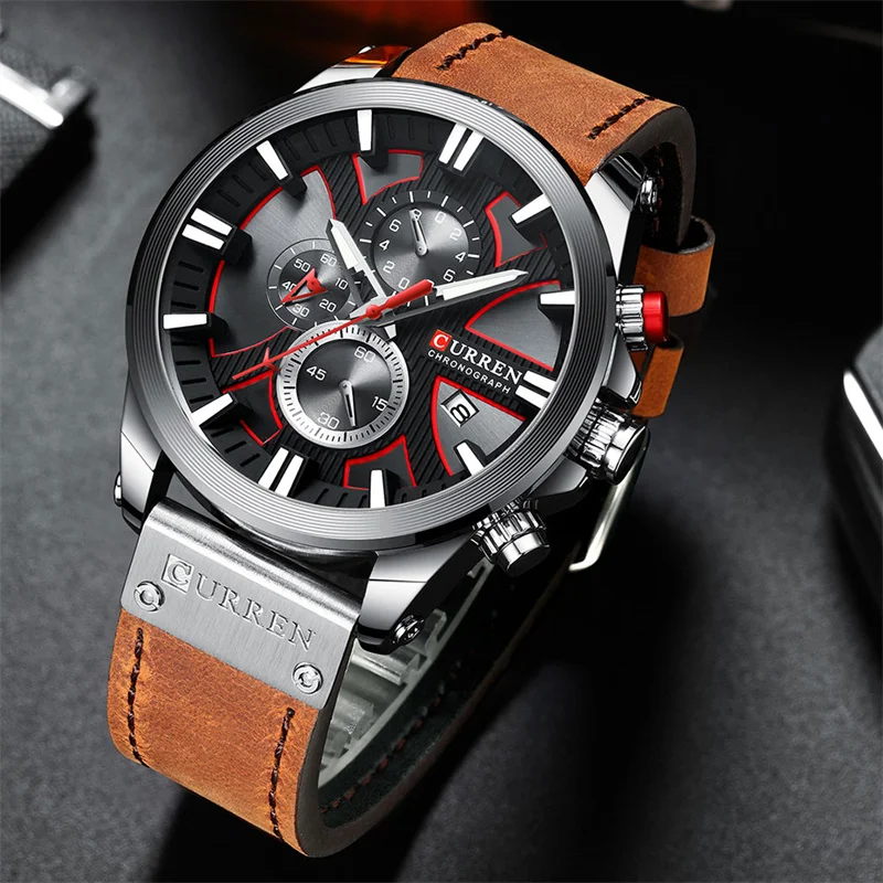 Curren 8346 Men Military Sports Watches Luxury Men\'s Quartz Date Clock Man Casual Leather Wrist Watch Relogio Masculino 2024