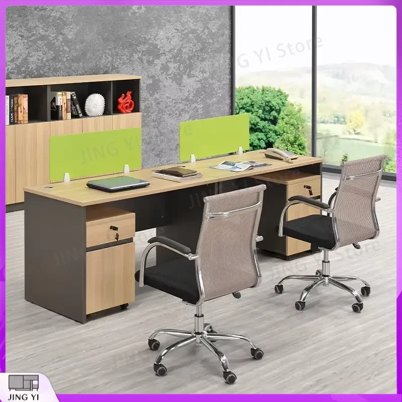 Customized Modern Office Desk Workstation Panel Rack Cabinet Computer Desk for Staff Studio 2 4 6 Person Shared Desk Setup