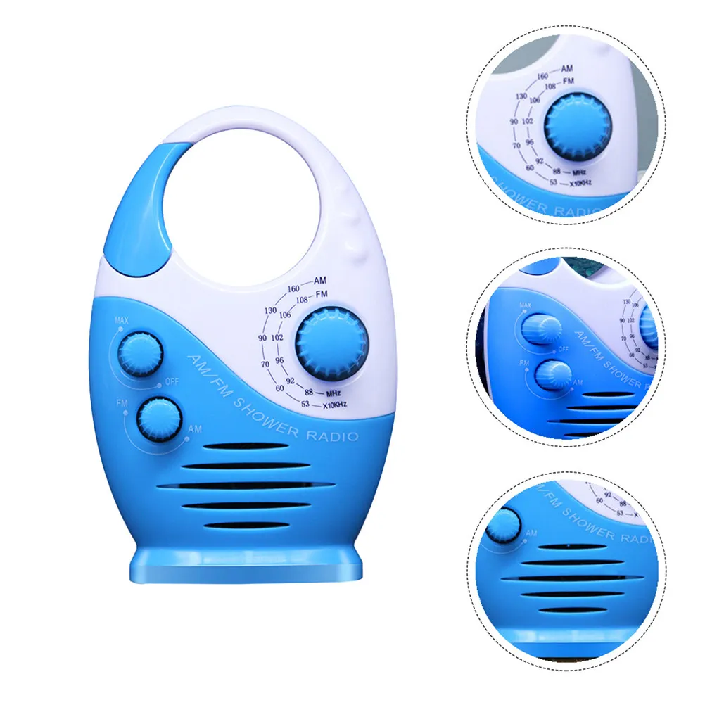 1Pcs Waterproof Shower Radio Portable Am Fm Mini Bathroom Music Speaker Hanging Waterproof Radio Speaker for Bath Kitchen Office