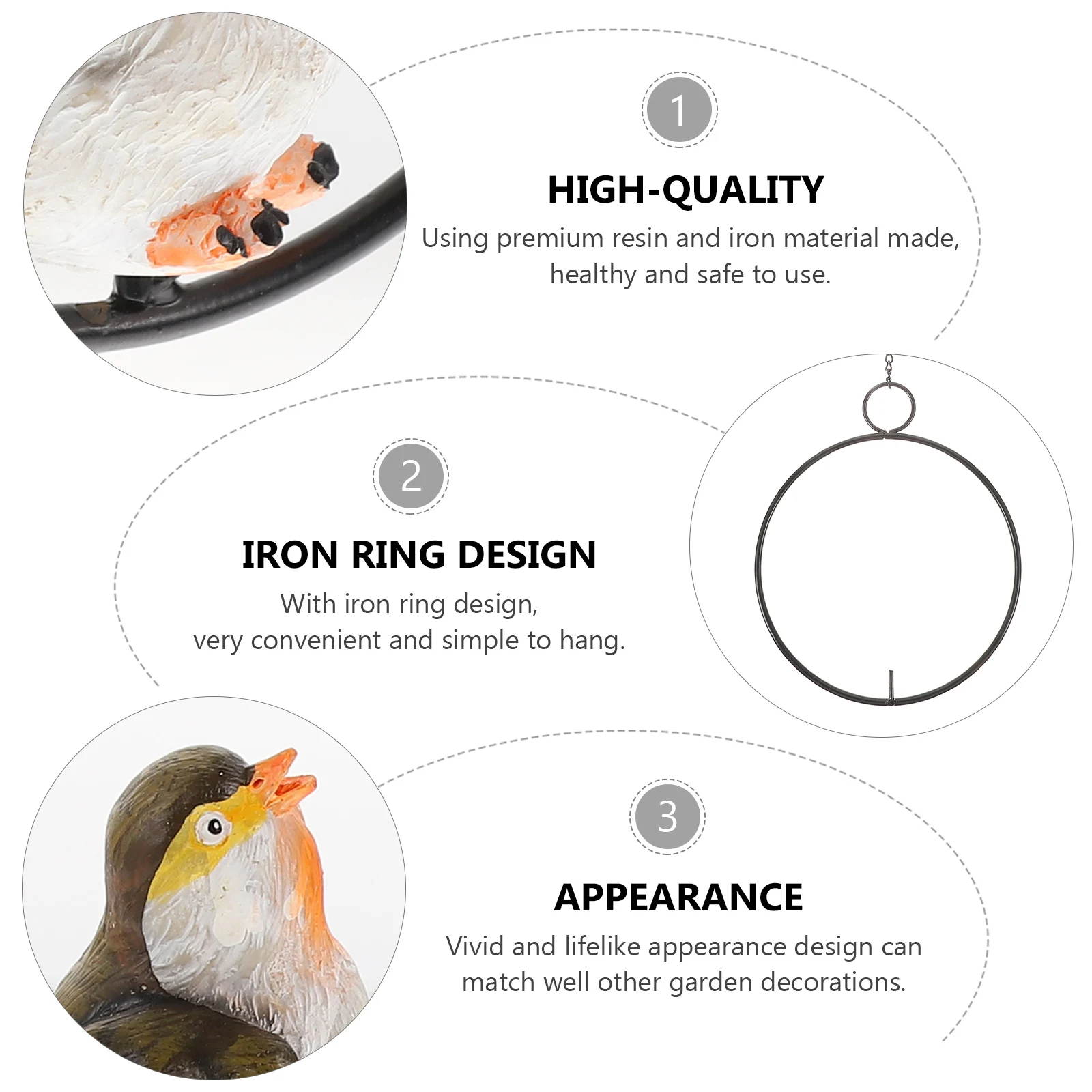 

2Sets Bird Hanging Ornament Bright Resin Pendant Decorative Wall Hanger for Balcony Household Garden Living Room Decor Exquisite