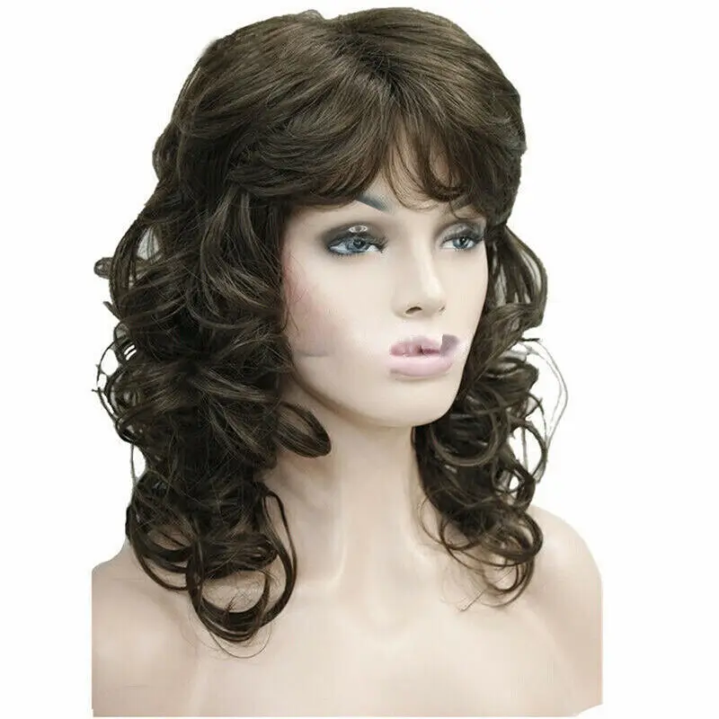 Womens Medium Long Curly Wig Blonde Ladies Wavy Hair Wigs Cosplay Natural