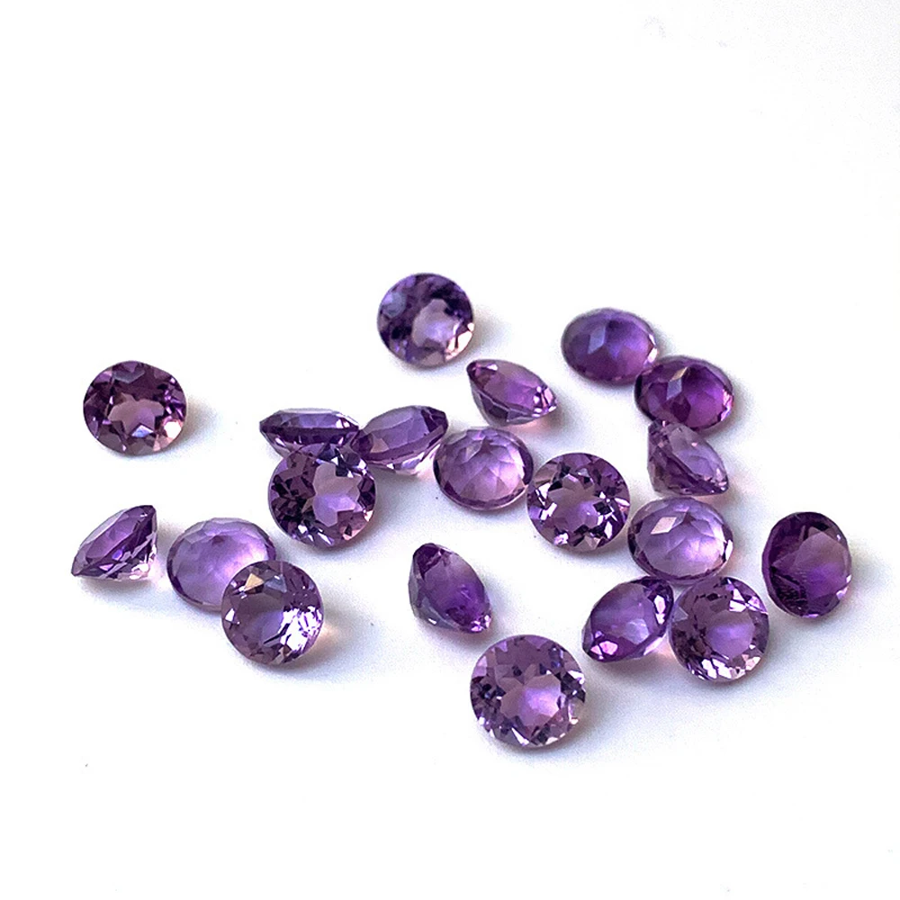 Eye Clean Gem Stones 50pcs/lot Round 3.5mm-6mm Facet Cut Authentic Natural Amethyst Crystal For Jewelry Making