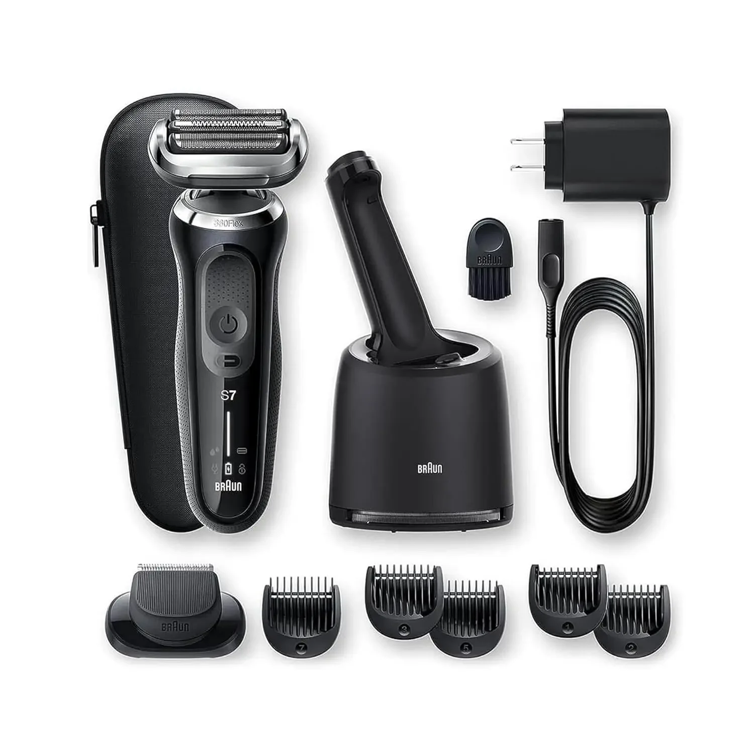 Electric Razor for Men with Center, Beard Trimmer, Wet & Dry, Rechargeable, Cordless Foil Shaver