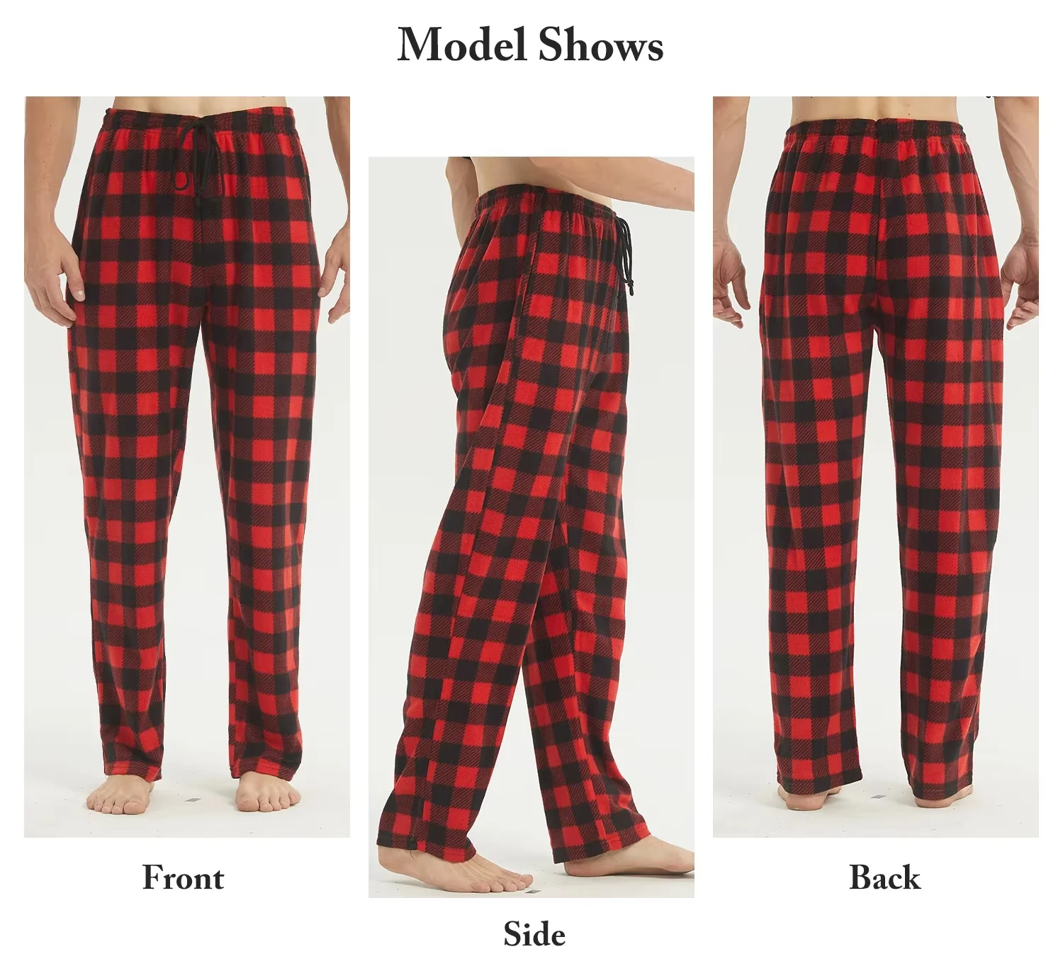 2026-27 Mens Pajamas Pants with Pockets Fleece Pjs Soft Warm Plaid Pajamas Bottoms Lounge Sleep Pants Loungewear Sleepwear Y2k