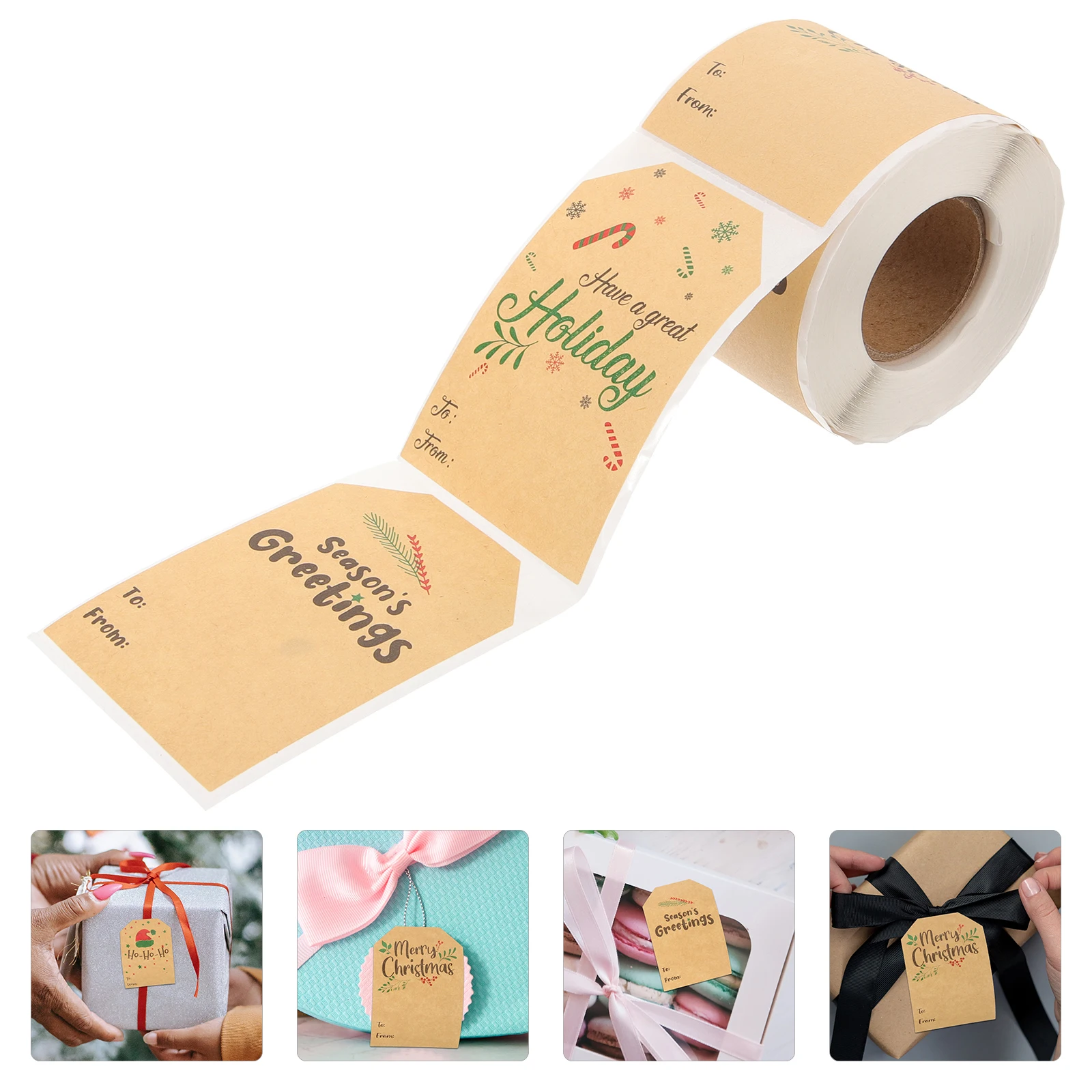 

Kraft Christmas Stickers Festive Adhesive Tags Packaging Decorate Wrapping Sealing for