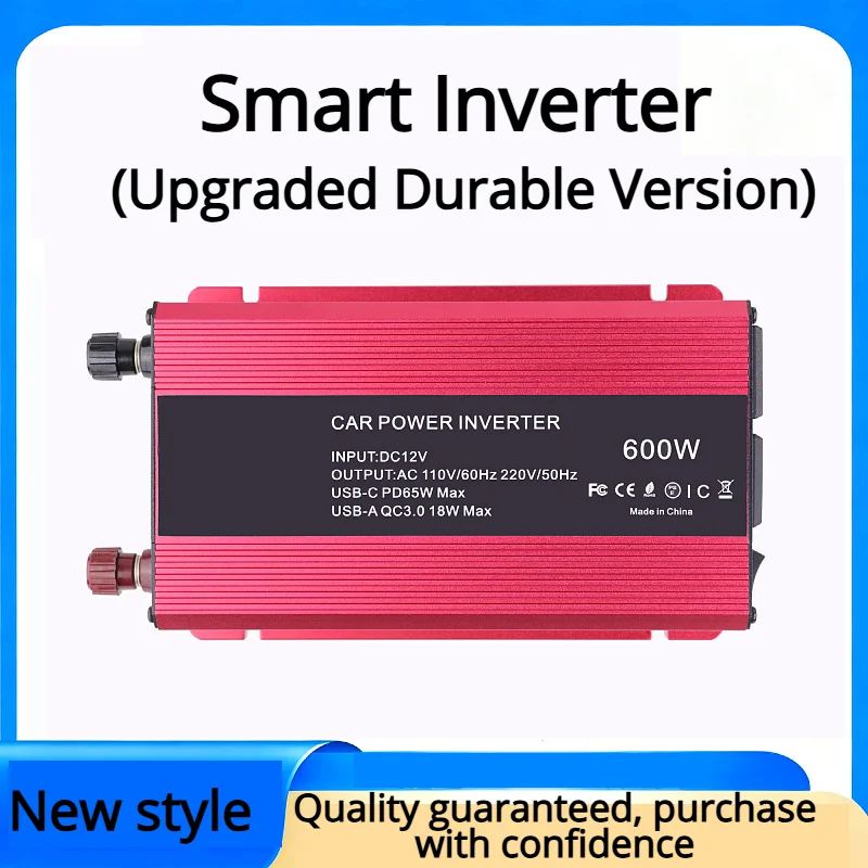 

2026 НОВЫЙ автомобильный инвертор мощности 1500 Вт/2000 Вт/2600 Вт постоянного тока 12 В в переменный ток 110 В TYPE-C порт преобразователь розетки США