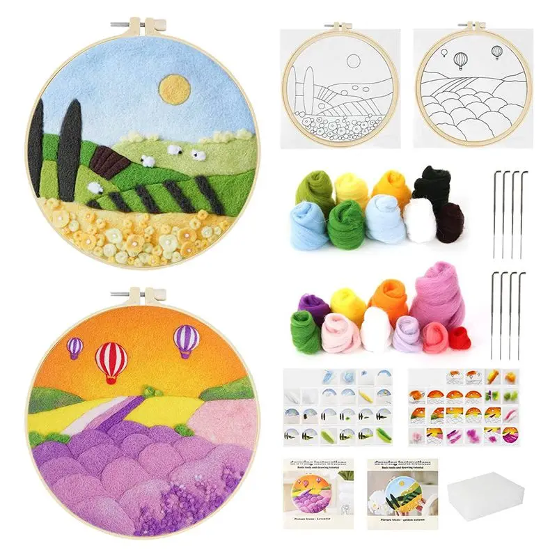 

Наборы игольчатого фетра AEE4-2, стартовый набор иглового фетра, принадлежности для шерстяного фетра с инструкциями, игольчатые фетровые подушечки, иглы из фетра