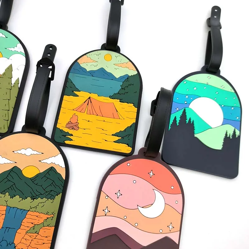 Travel Accessories Cute  Mountains & Rivers Luggage Tag Silica Gel Suitcase ID Addres Holder Baggage Boarding Tag Portable Label