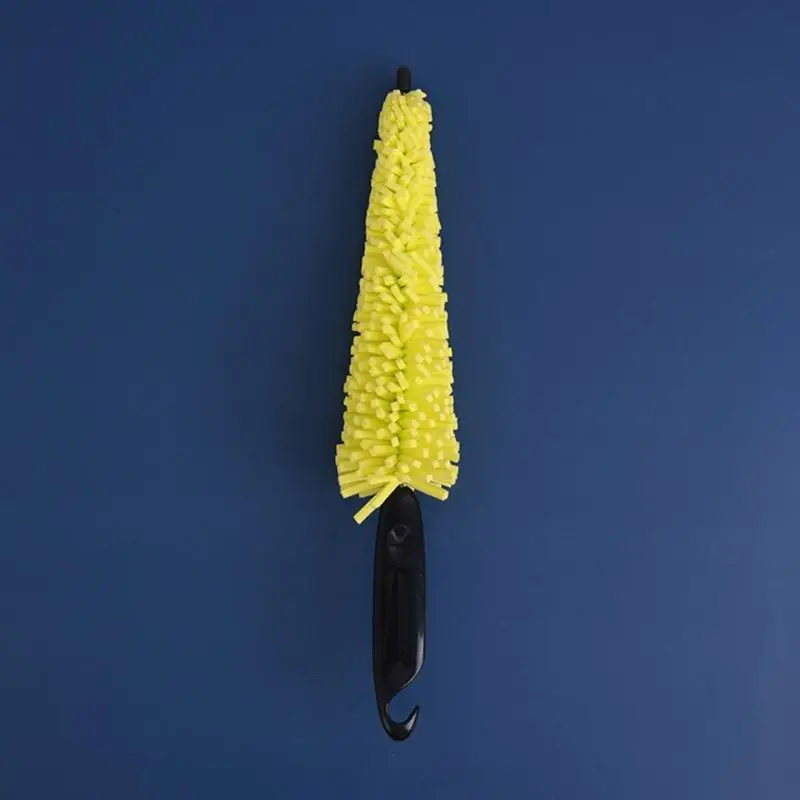 31BC Wheel Spoke Brush with Long Tapered Soft Strips, Hanging Hook Design Cleaning Tool for Cleaning Between Spokes, Tire Edges