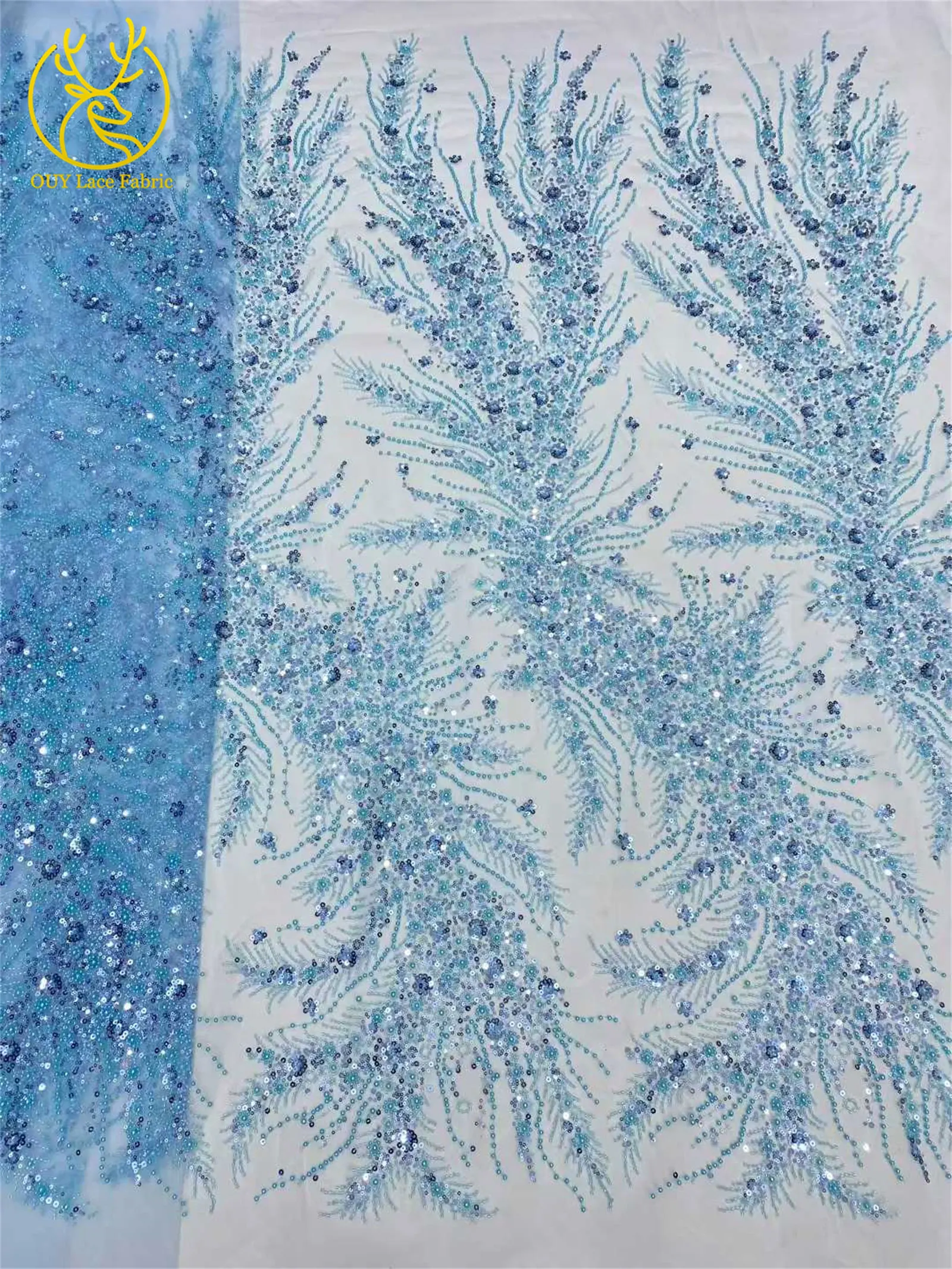 2026 Luxuriöser, zarter Netzstoff mit Perlenstickerei, 5 Yards, eleganter, hochwertiger afrikanischer Spitzenstoff für Hochzeits- und Abendkleider zum Nähen – Detail 21