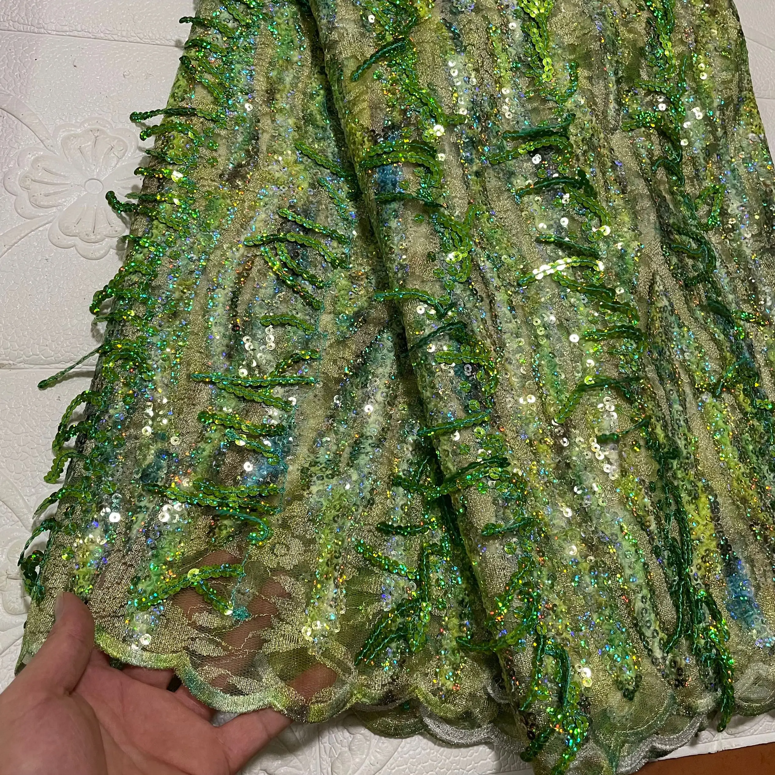 قماش دانتيل للمرأة الأفريقية لملحقات مواد الخياطة 2025 أقمشة أفريقية فاخرة شرابة ترتر Asoebi فستان حفلة ذاتي الصنع 1411 #5