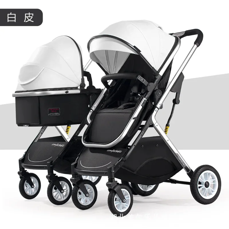 Twin Baby Strollers Can Be Seated Reclined Detachable High Landscape Lightweight Foldable Shock-absorbing Baby Strollers