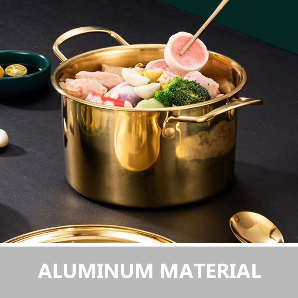 

Ramen Aluminum Korean Noodle Double Handles Fast Heating Soup Pasta Cooker Small Kitchen Stew Pot Lidded Cooking Pot Metal