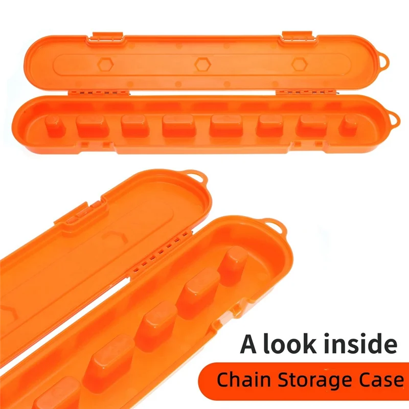 Super Deals Chainsaw Chain Storage Case,Chainsaw Chain Organizer Box for 10Inch 16Inch 18Inch 20Inch Chainsaw (Orange)