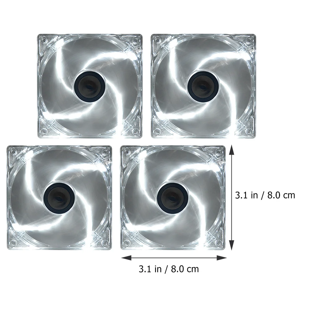4 pièces 80mm coloré LED ventilateur de refroidissement d'ordinateur 12V grand refroidisseur de processeur radiateur silencieux ventilateur de refroidissement d'ordinateur