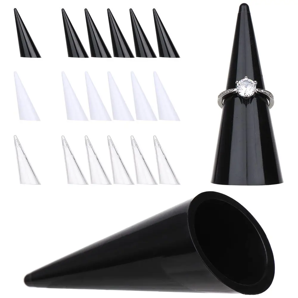 1/5PCS Plastic Fingertip Conical Finger Shape Acrylic Holder Jewellery Organizer Ring Display Stand Jewelry Show