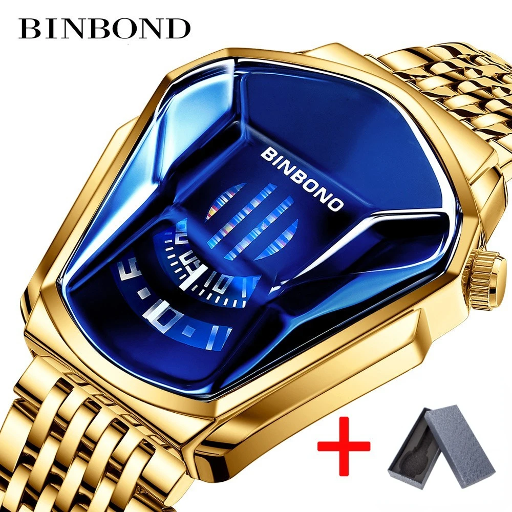 

BINBOND Luxury Men Sport Waterproof 3D Glass Quartz Watch Business Zegarek Outdoor Clock Chronograph Relojes Sumergibles