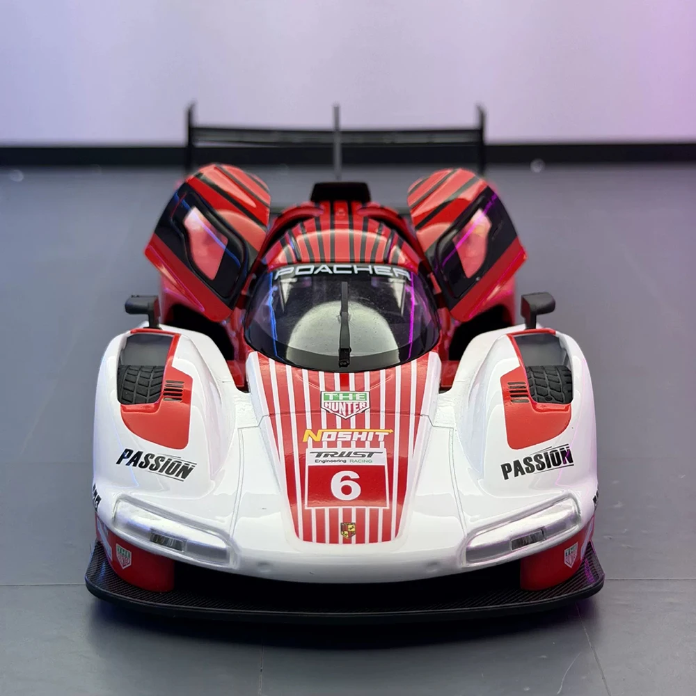 1:22 963 P1 GTR Alloy Racing Car Diecast Model Toy Front Wheel Steering Doors Opened Sound Light Pull Back Cars Popular Ornament