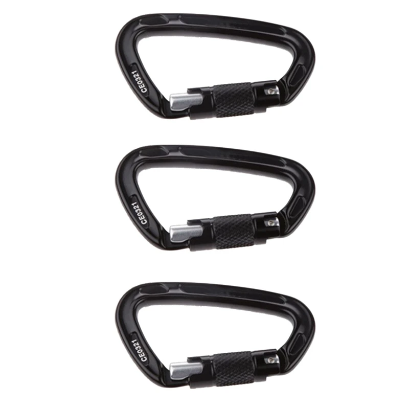 3Pcs Self-Locking Carabiner D-Ring Rock Climbing Mountaineering Downhill Tree Guard Multifunctional Spring Hooks