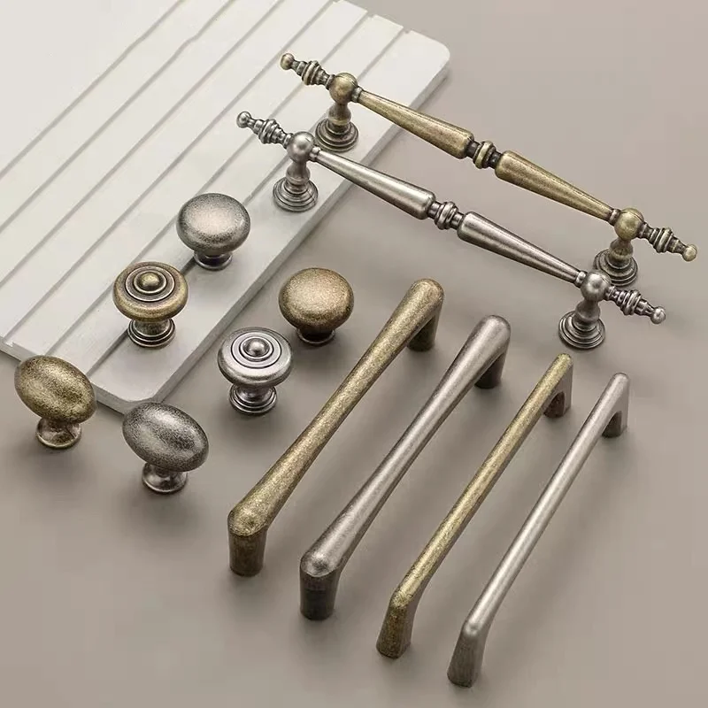 Antique Long Kitchen Cabinet Storage Handles Retro Cabinet Wardrobe Door Pull Drawer Knobs Bronze Closet Handles For Furniture