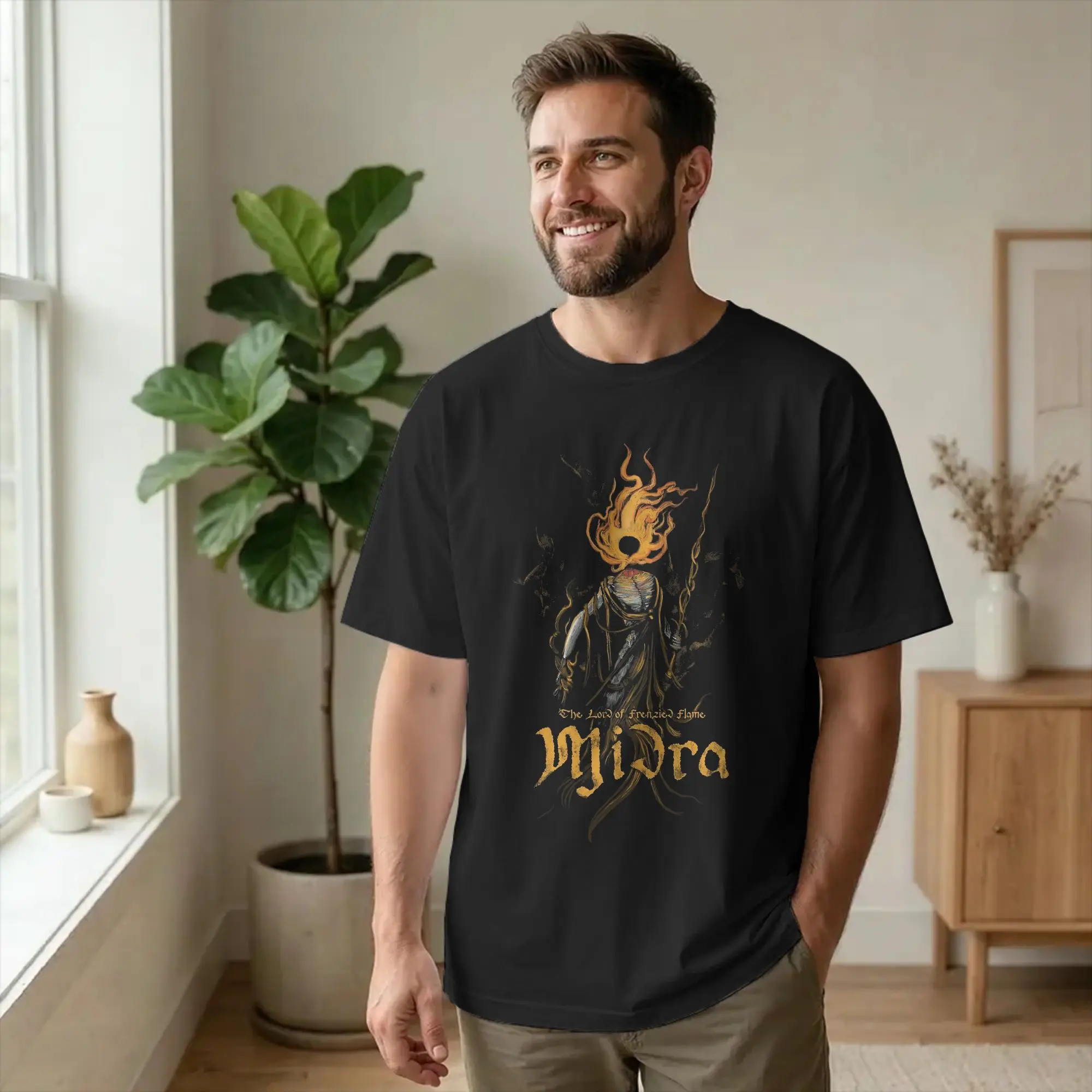 Frenzied Flame King Midra Men T Shirt Ring Game Funny Tee Shirt Short Sleeve Round Neck T-Shirts Cotton Unique Clothes