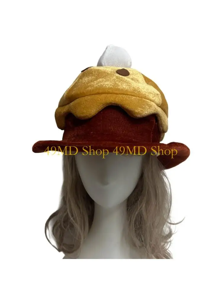 49MD Round Pumpkin Pie Hat Nonwoven Fabric Headgear Halloween School Event Headpiece