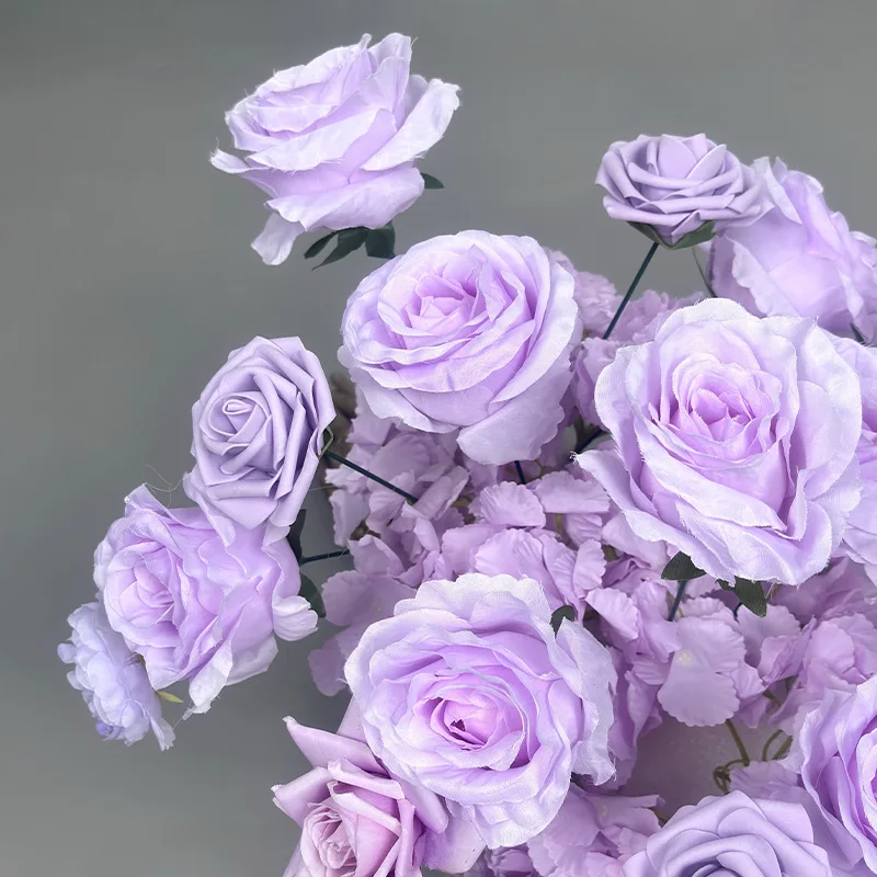 Burgunderrote künstliche Rosenblume, Hochzeitsläufer, Blumenarrangement, Bühnenhintergrund, Blumentischdekoration, Partydekoration, Requisiten – Detail 10
