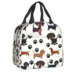 Custom Dachshund Animal Paw Lunch Bag Men Women Cooler Thermal Insulated Lunch Box for Kids School Children