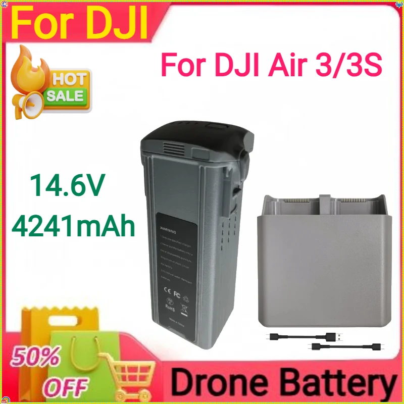 

New 14.6V 4241mAh For DJI Air 3/3S Intelligent Flight Battery Capacity Provides 45-minute Flight Time in Stock