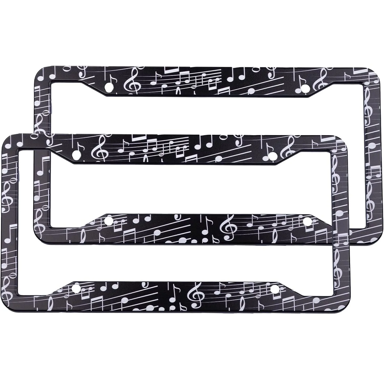 Music Note License Plate Frame Double Pack Universal US Standard Car License Plate Frame Decorative Additions with Screws