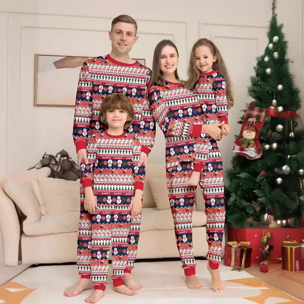 Christmas Family Matching Outfits Mom Dad Kids 2 Pieces Pajamas Set Baby Rompers Casual Loose Sleepwear Xmas Family Look Pyjamas