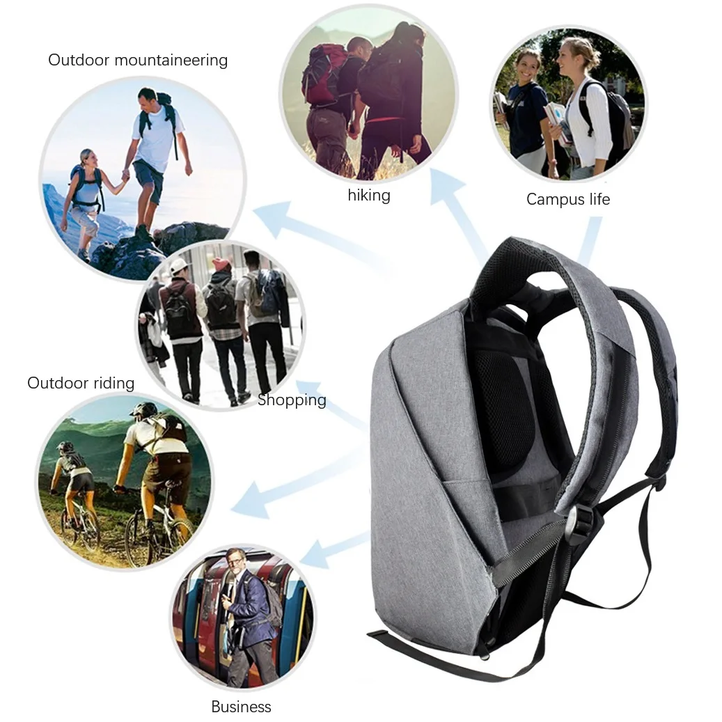 Men Backpacks Solar Charging School Bag Anti-theft Large Commuting Laptop Bag Business Travel Backpack Mochila