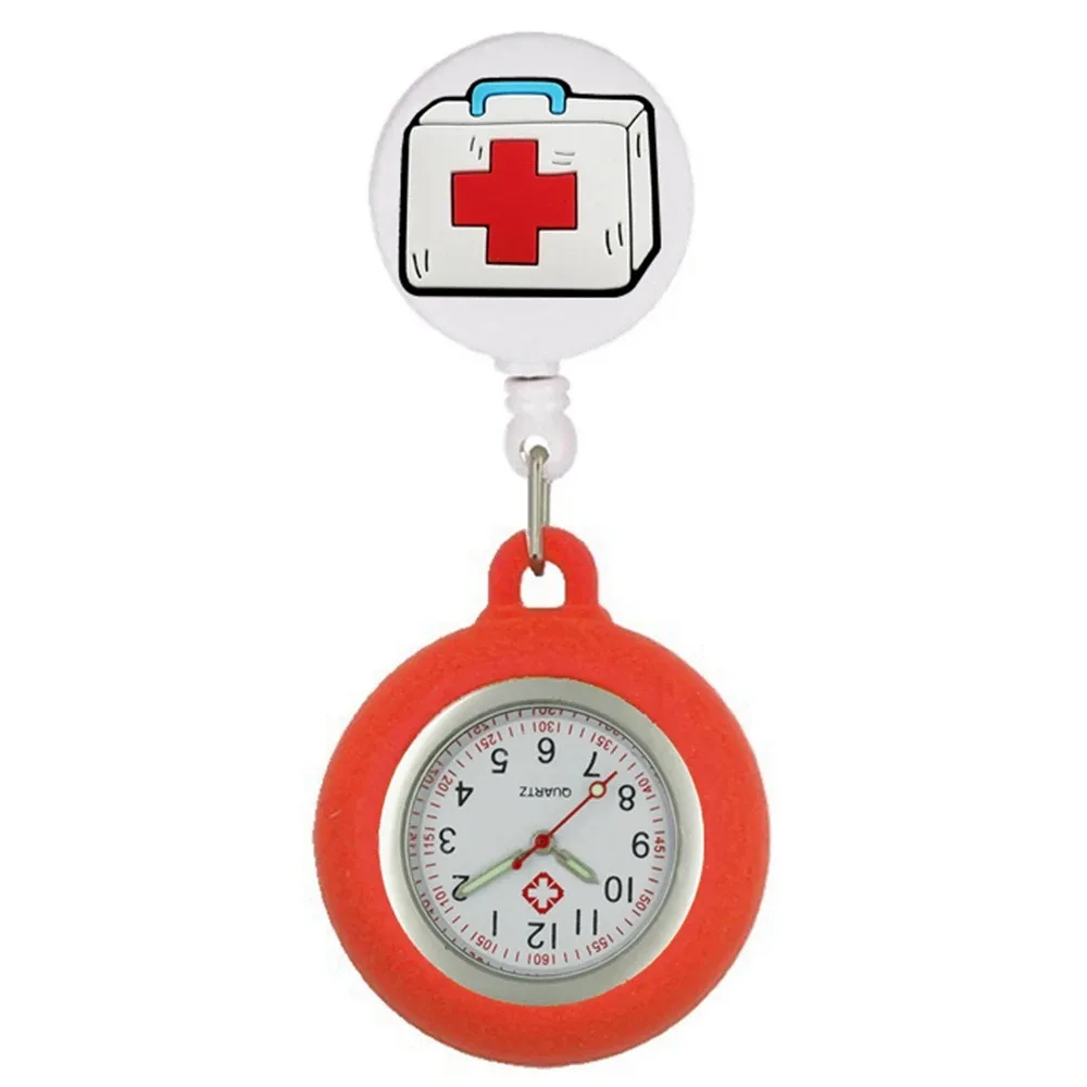 Lovely Cartoon FOB Pocket Watches Retractable Simple Design Clip Hang Clock Silicone Fashion Accessories Hang Clock Mens
