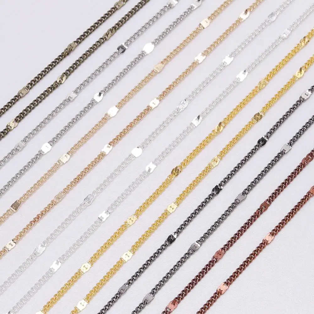 5 mt/los Breite 1,3 1,6 2mm Metall Eisen Messing Bulk Rolo Glieder ketten Halskette Kette Armband Ergebnisse Lieferungen für DIY Schmuck herstellung