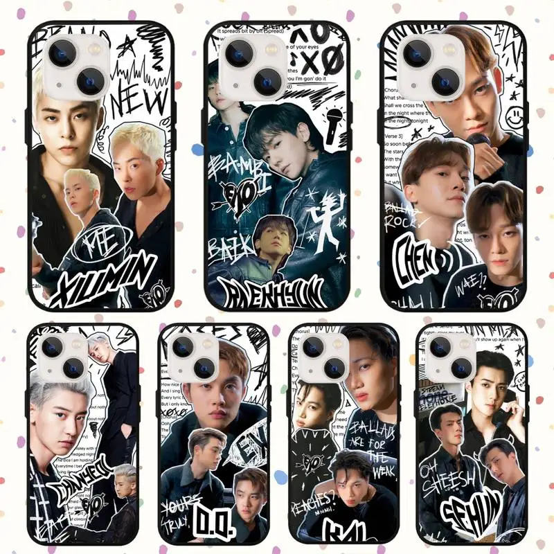 Korea Kpop-E-EXO Phone Case For iPhone 11 12 13 Mini 13 14 Pro XS Max X 8 7 Plus SE XR Shell