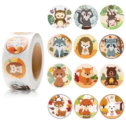 Kids Stickers 500Pcs Cartooon Forest Animals Sticker Circular Decal Game Prizes Homework Rewards Decoration Packing Seal Sticker